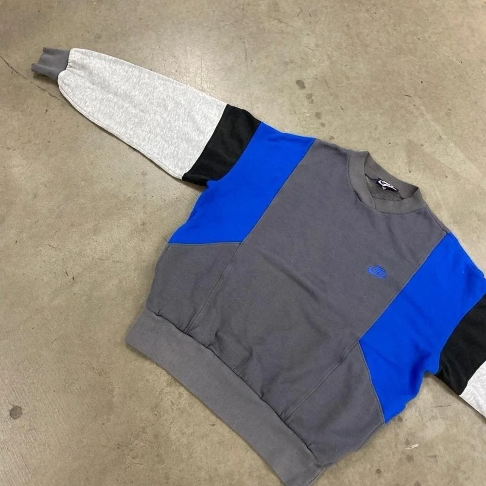 Vintage 80s Nike Sportswear Colorblock Crewneck Sweatshirt 4 Toned Size Large - Picture 5 of 8